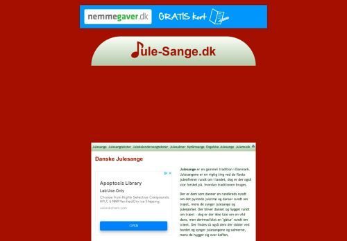 Screenshot af jule-sange.dk