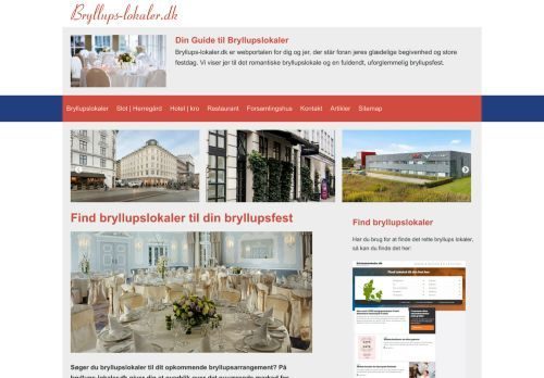 Screenshot af Bryllups-lokaler.dk