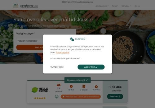 Screenshot af Find den rette måltidskasse for dig