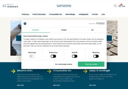 Screenshot af Senzone ApS - Indlægssåler og ortopædiske sko