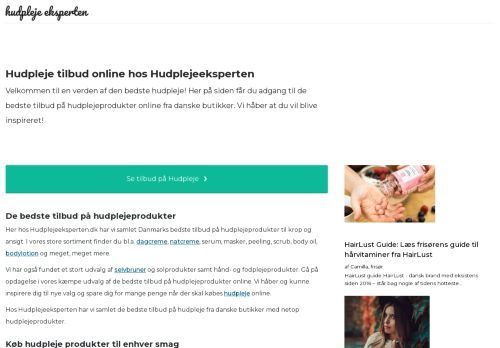 Screenshot af Hudplejeeksperten