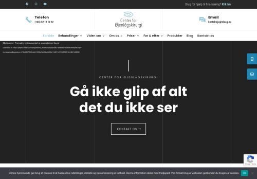 Screenshot af Center for Øjenlågskirugi