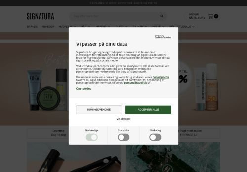 Screenshot af Signatura.dk - hudpleje, skønhed, make up og parfume