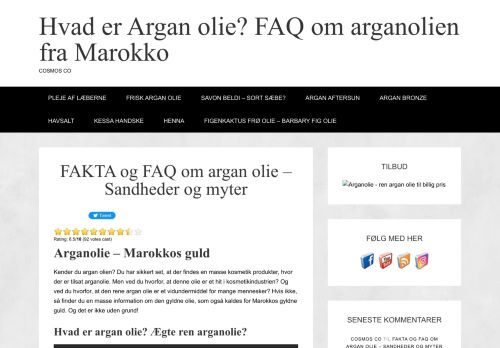 Screenshot af Alle FAQ omkring argan olie
