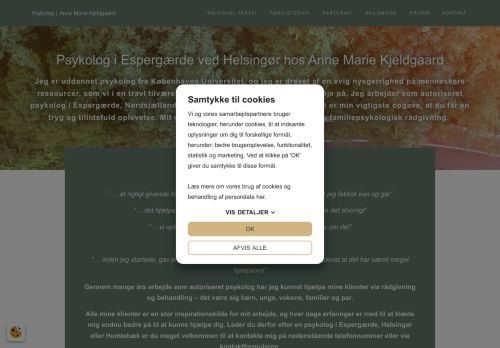 Screenshot af Psykolog Anne Marie Kjeldgaard