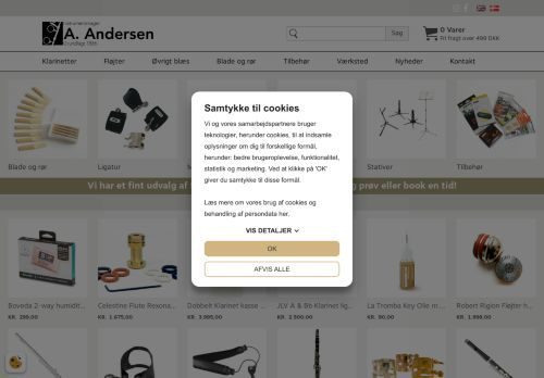 Screenshot af Instrumentmager A. Andersen